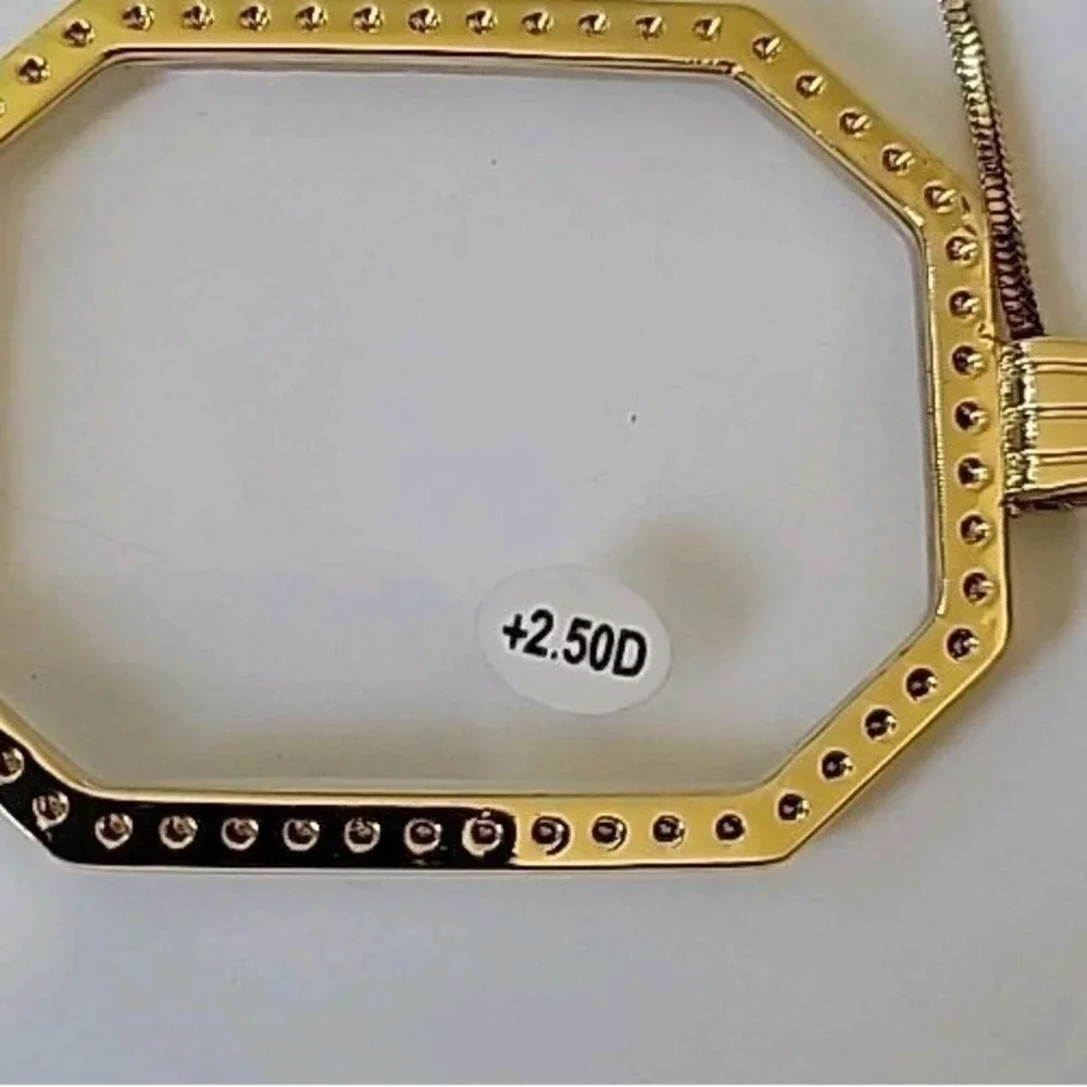 Dianna Folding Neck Glasses +2.50 Gold Tone Frame Compact Minimalist Versatile